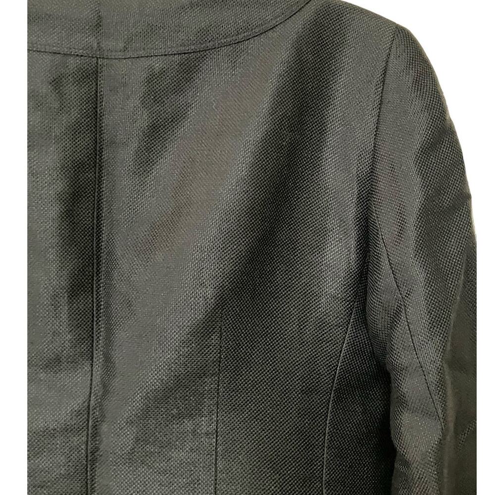 Etcetera Women's Black Designer Linen Blend Lined Blazer Oversized Buttons SZ 10 - Picture 12 of 13